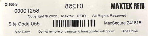 Maxtek RFID Q-100 Compatible UHF Windshield Tag For Management Offices
